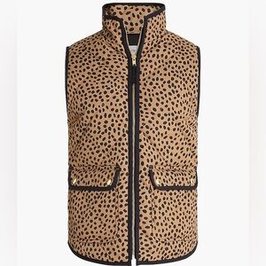 J Crew Animal-print puffer vest with snap pockets XXS